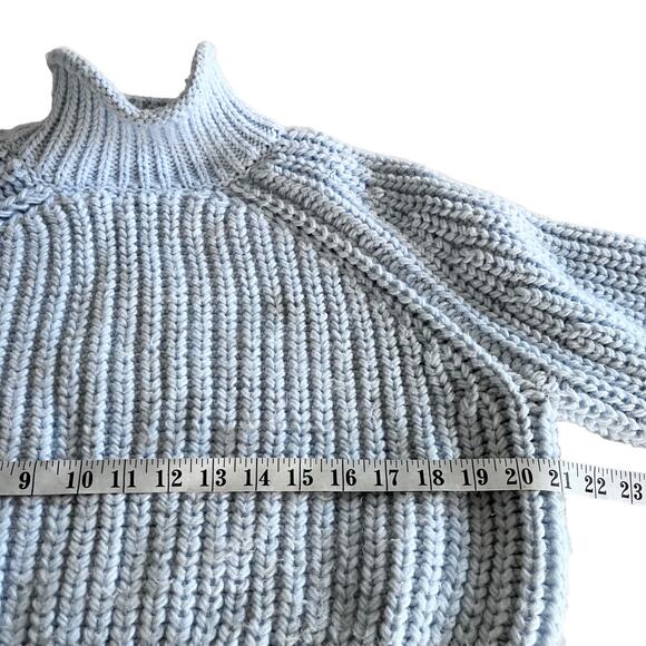 H&M light blue chunky knit funnel neck sweater Small - Picture 8 of 9